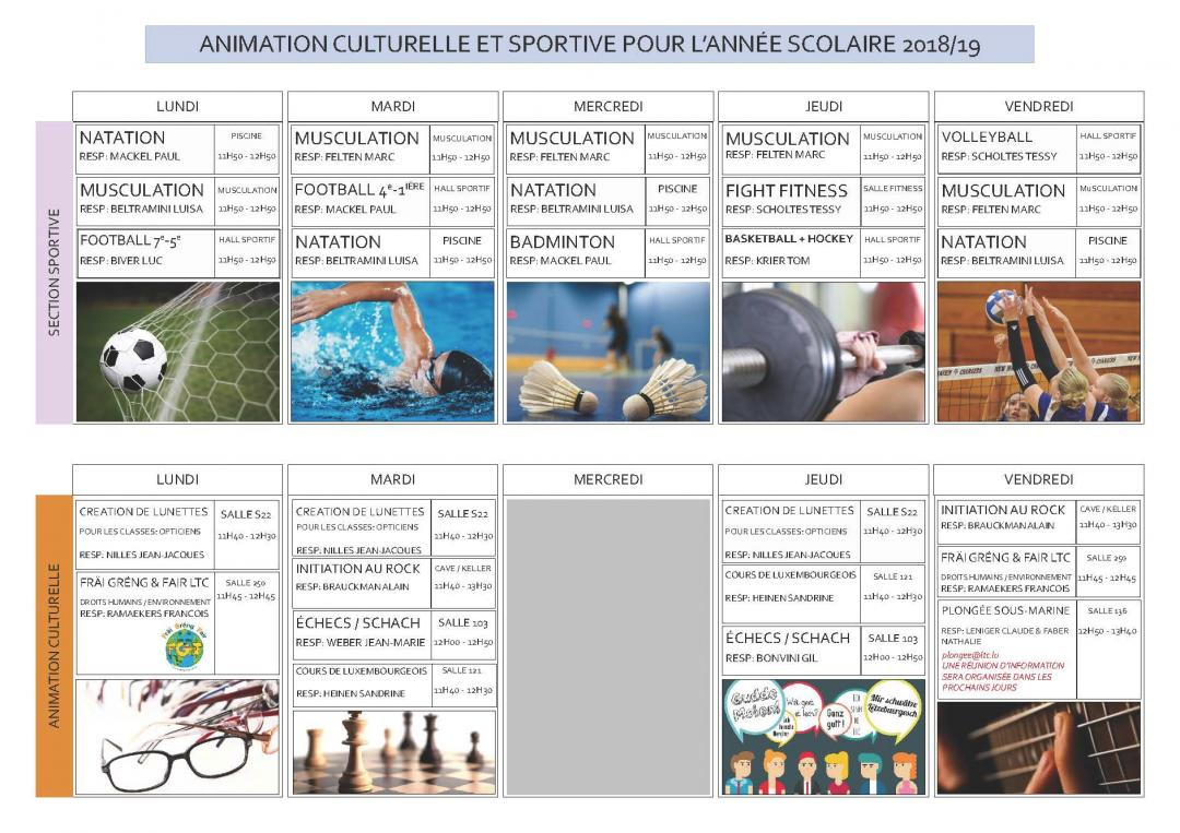 ANIMATION CULTURELLE ET SPORTIVE 2018