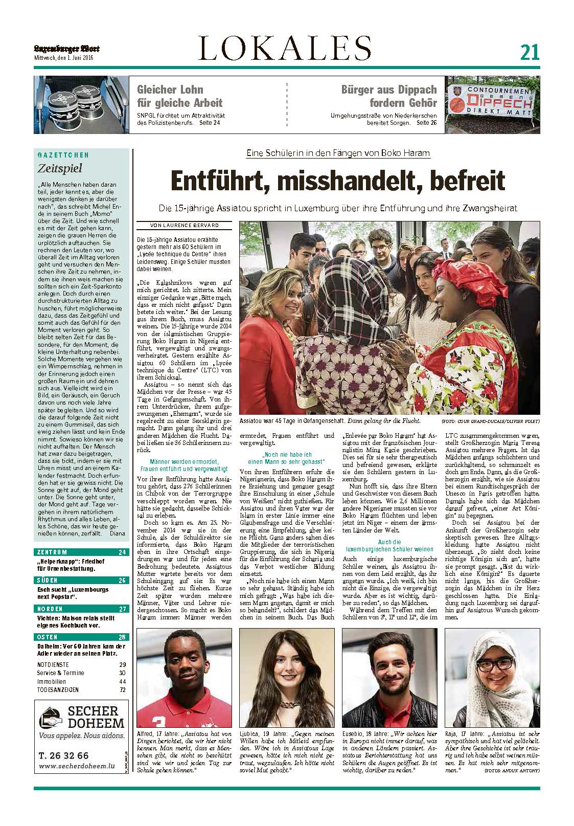 Luxembourger Wort Mittwoch den 1. Juni 2016